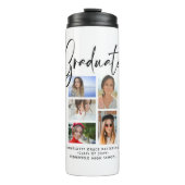 Elegant Script Multi Photo Afstuderen Afstuderen Thermosbeker (Voorkant)