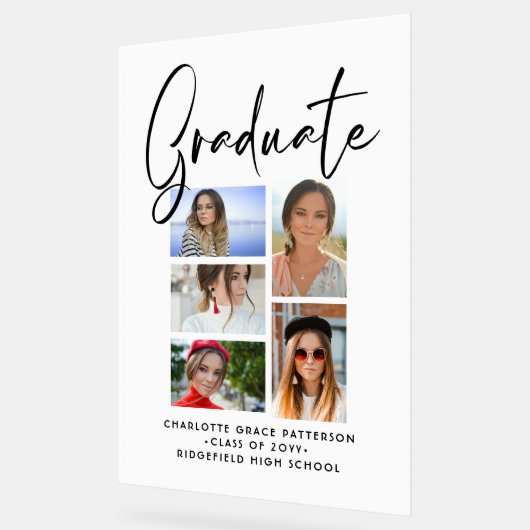 Élégant Script Multi Photo Graduate (Angle)