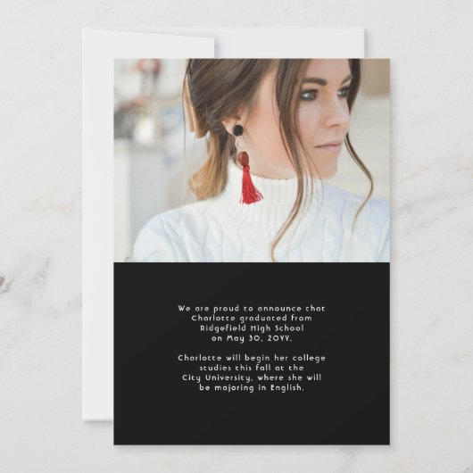 Élégant Script Multi Photo Graduation Faire-part (Dos)