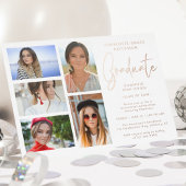 Elegant Script Multi Photo Graduparty Folie Uitnodiging