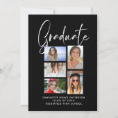 Elegant Script Multi Photo Graduparty Kaart (Voorkant)