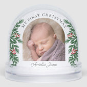 Elegant Script My First Christmas Photo Snow Globe Sneeuwbol (Voorkant)