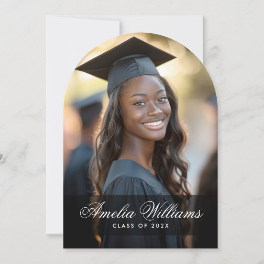 Elegant script naam foto afstuderen aankondiging (Voorkant)