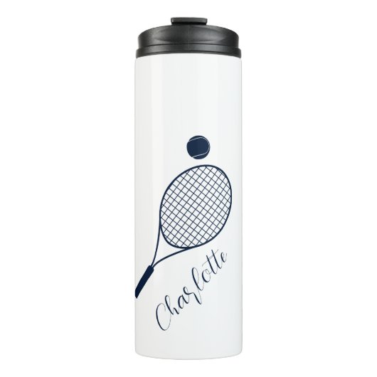 Elegant Script Naam Monogram Tennis Club Thermosbeker (Voorkant)