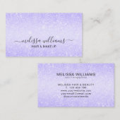 Elegant Script Name Chic Paars Glitter Visitekaartje (Voorkant / Achterkant)