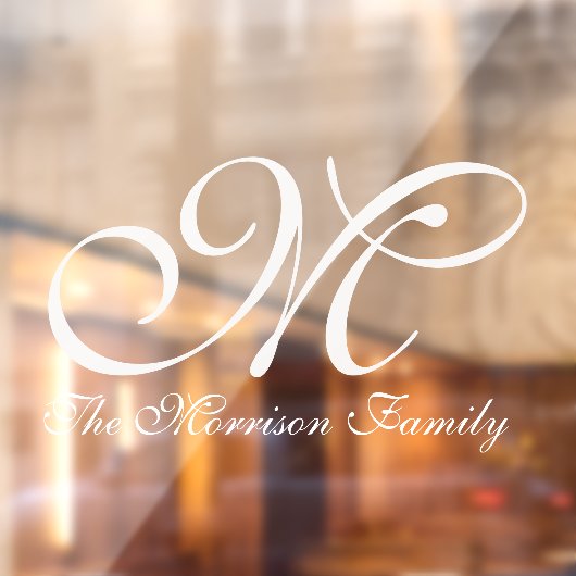 Elegant Script Name en Monogram Window Cling Raamsticker (Vel 2)