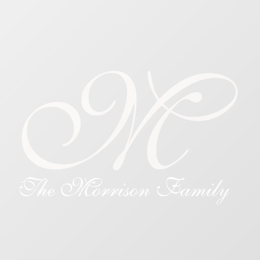 Elegant Script Name en Monogram Window Cling Raamsticker (Vel)