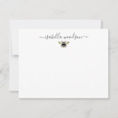 Elegant Script Name Honey Bee Note Kaart Notitiekaartje (Voorkant)
