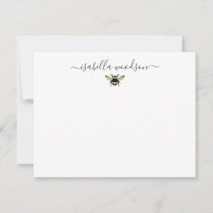 Elegant Script Name Honey Bee Note Kaart Notitiekaartje