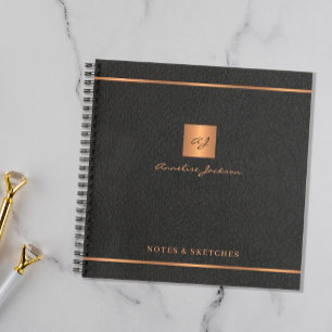 Elegant script name monogram gepersonaliseerd zwar notitieboek