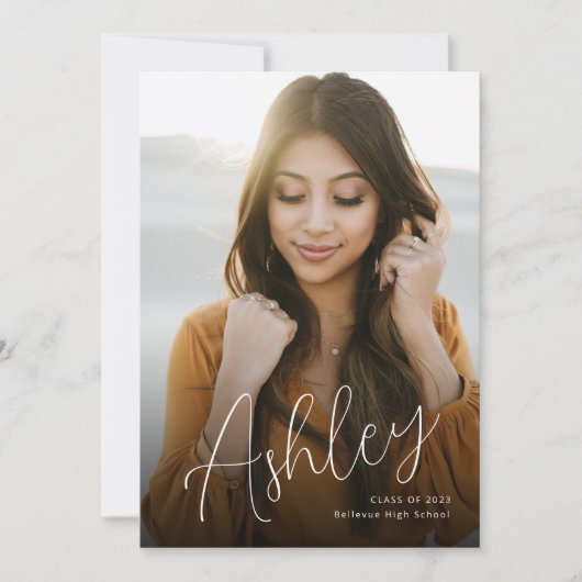 Elegant Script Name Overlay Afstuderen Aankondiging (Voorkant)