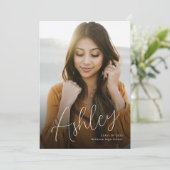 Elegant Script Name Overlay Afstuderen Aankondiging (Staand voorkant)