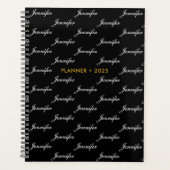 Elegant Script Name Pattern Personated Planner (Voorkant)