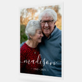 Elegant Script Name Photo Memorial Keepslag Acryl Bord (Hoek)