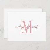 Elegant Script Name Rose Monogram Flat Note Card Notitiekaartje (Voorkant / Achterkant)
