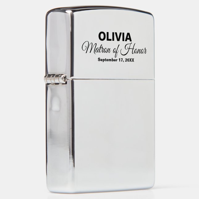 Elegant Script Name Wedding Date Matron of Honor (Rechts)