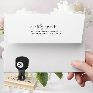 Elegant Script Names Wedding Return Address Rubberstempel