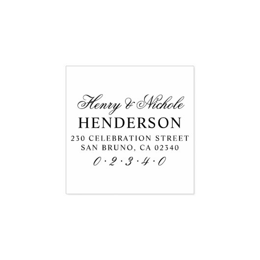 Elegant Script Names Wedding Return Address Rubberstempel (Afrduk)