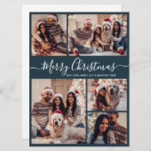 Elegant Script Navy 5 Fotocollage Kerstmis Feestdagenkaart (Voorkant / Achterkant)