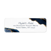 Elegant Script Navy Agaat Bruiloft Retouradres Etiket (Voorkant)