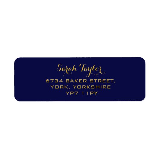 Elegant Script Navy Blue and Gold Name Label (Voorkant)