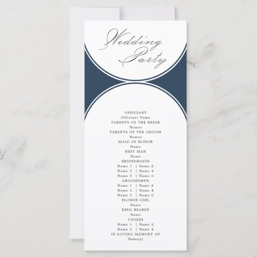 Élégant Script Navy Blue Arch Wedding Programme (Dos)
