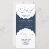 Élégant Script Navy Blue Arch Wedding Programme (Devant)