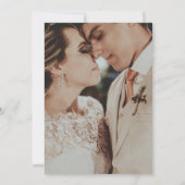 Elegant Script Navy Blue Floral Photo Wedding Save The Date (Achterkant)