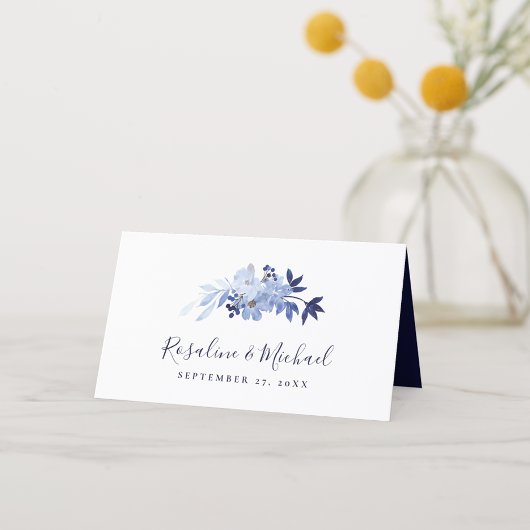 Elegant Script Navy Blue Modern Minimalist Wedding