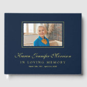 Elegant Script Navy Blue Photo In Loving Memory (Recto)