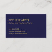 Elegant script Navy Gold Writers Auteur Visitekaartje (Achterkant)