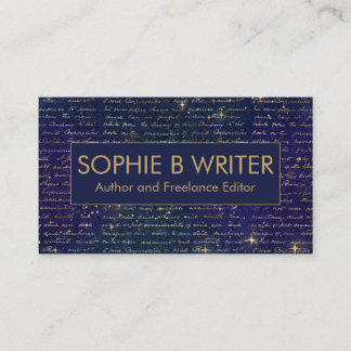 Elegant script Navy Gold Writers Auteur Visitekaartje