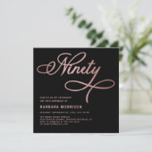 Elegant Script Negentig Roos Goud 90ste Verjaardag Kaart (Staand voorkant)