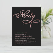 Elegant Script Negentig Roos Goud 90ste Verjaardag Kaart (Staand voorkant)