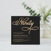 Elegant Script Negentig Zwart Goud 90ste Verjaarda Kaart (Staand voorkant)