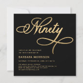 Elegant Script Negentig Zwart Goud 90ste Verjaarda Kaart (Voorkant)