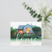 Elegant Script New Home Photo We hebben verplaatst Aankondigingskaart (Staand voorkant)