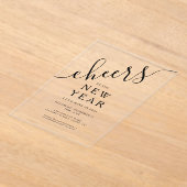 Elegant script nieuwjaarsfeest acryl uitnodigingen (Laagn)