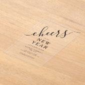 Elegant script nieuwjaarsfeest acryl uitnodigingen (Laagn)