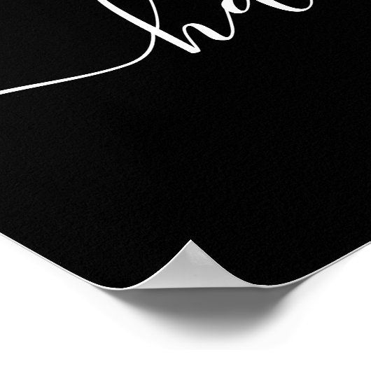 Élégant script noir blanc Mariage Affiche de bienv (Coin)