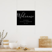 Élégant script noir blanc Mariage Affiche de bienv (Cuisine)