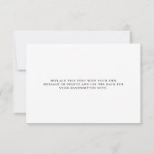 Élégant script noir blanc Mariage Carte de remerci (Dos)