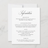 Élégant script noir blanc Mariage carte d'informat (Devant)