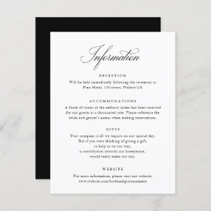 Élégant script noir blanc Mariage carte d'informat