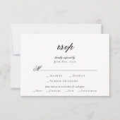 Élégant Script noir blanc mariage carte RSVP (Devant)