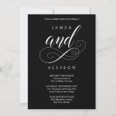 Élégant script noir et blanc Faire-part de mariage (Devant)