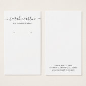 Élégant Script noir et blanc porte-oreille carte (Devant & derrière)