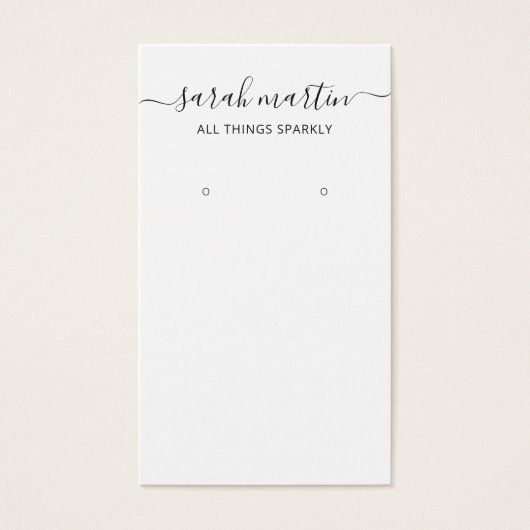 Élégant Script noir et blanc porte-oreille carte (Devant)