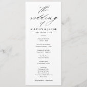 Élégant Script Noir et Blanc programmes de mariage (Devant)