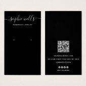 Élégant script noir QR Code Eear Display (Devant & derrière)